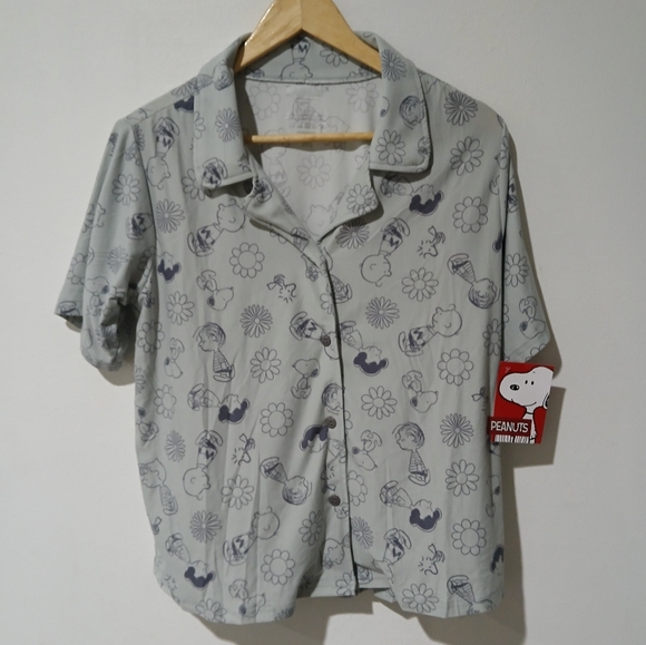 Peanuts Charlie Brown, Snoopy & Friends Women’s gray Pajama Set Size: L (NEW) - Picture 2 of 9